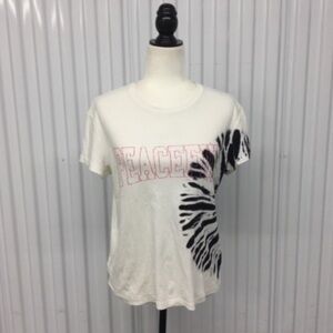 Zadig & Voltaire White Cotton Tie Dye Peaceful Tee SIze: Small